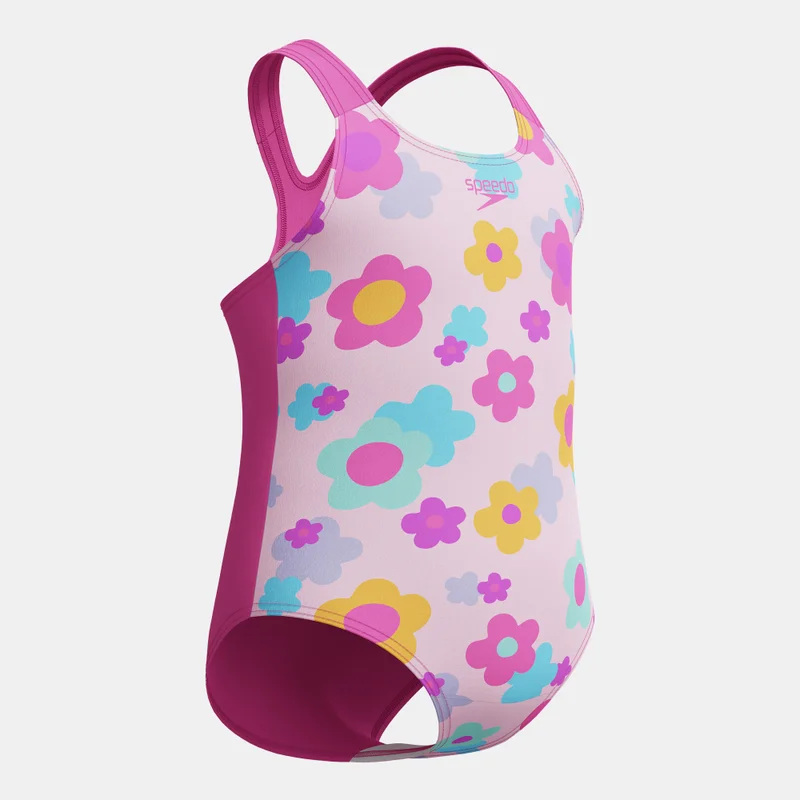 speedo Pink Kids' Printed One-Piece Swimsuit  | Best Price UAE